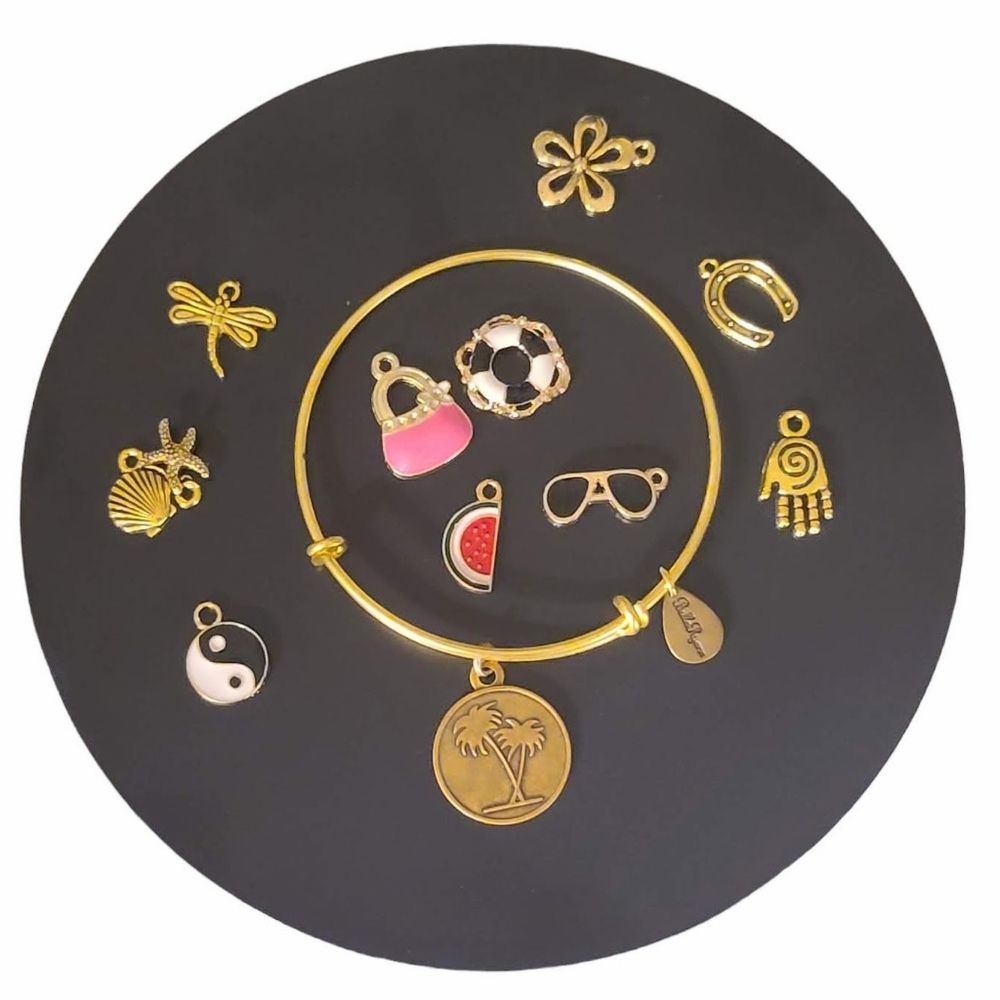 Bella Ryann Gold Charm Bangle Bracelet with Extra Charms